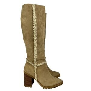 Scoop Boots Womens Size 8‎ Rebecca Shearling Knee High Side Zip Lug Sole